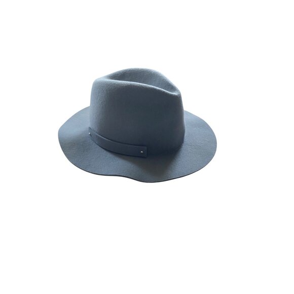 Anthropologie 100% Wool Fedora Slate Blue One Size Coastal Bohemian Quiet Luxury - Picture 1 of 10